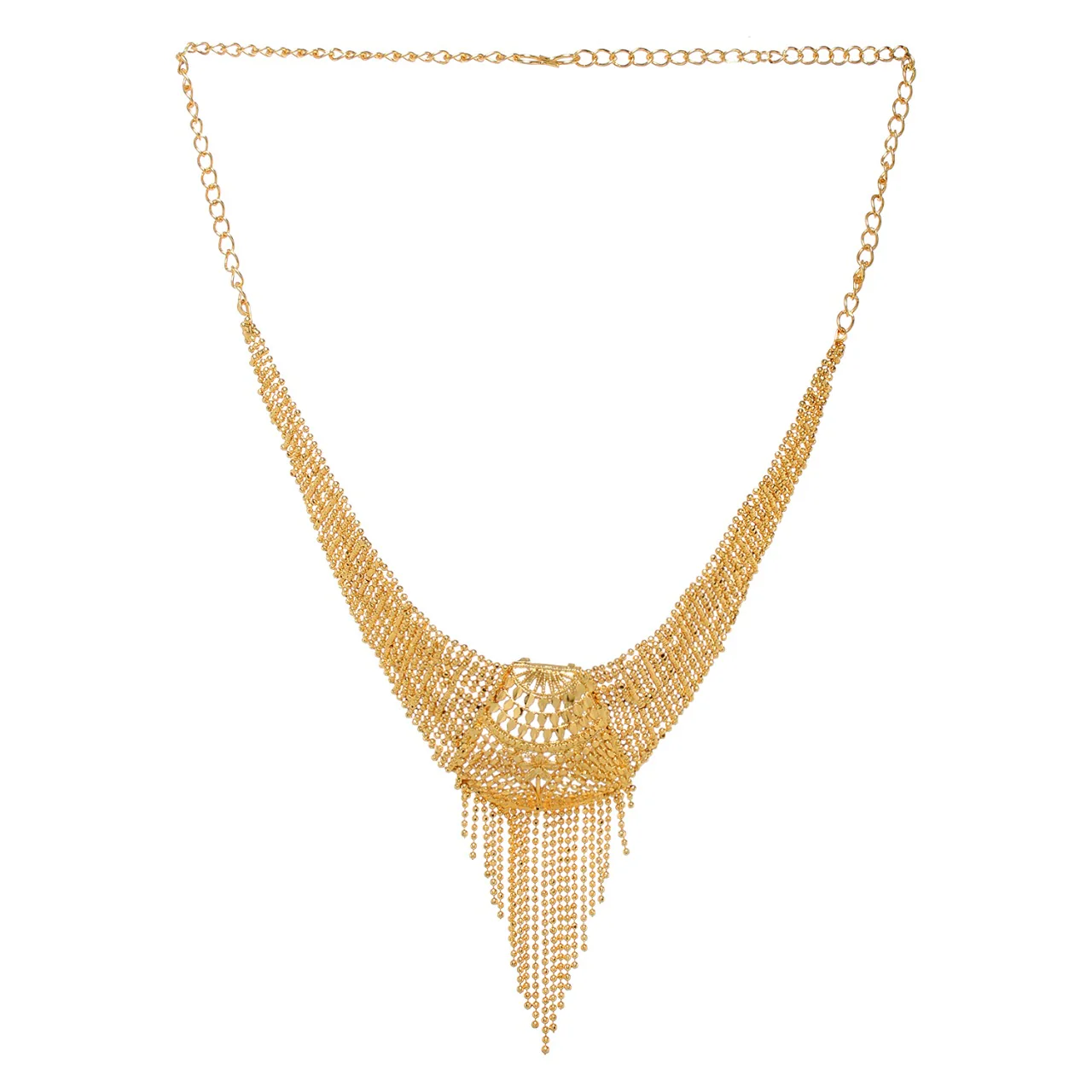 Stylish Golden Plated Fancy Necklace Set For Women and Girls