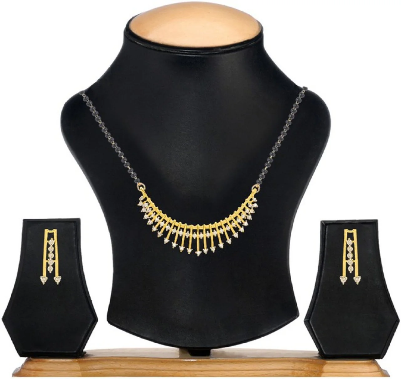 Stylish Golden Plated American Diamond Studded Mangalsutra For Women