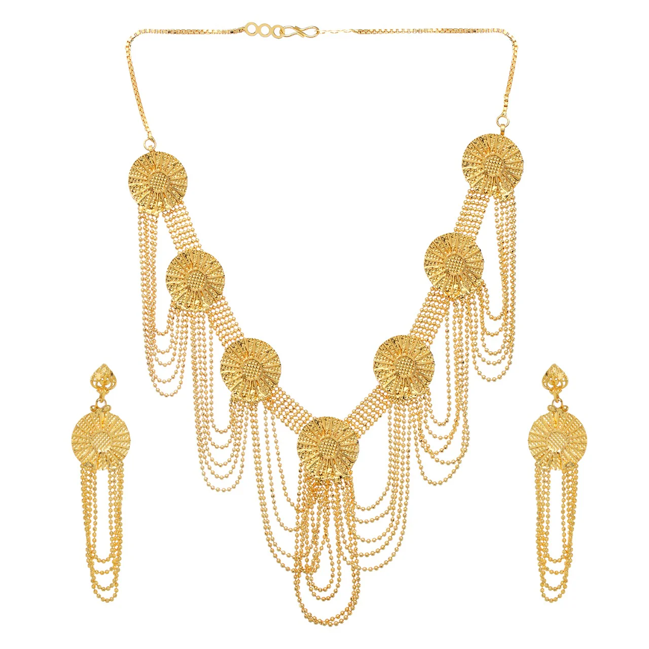 Attrective Golden Plated Bold Design Necklace for Women and Girls