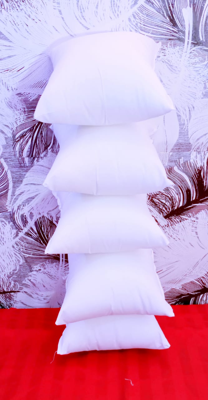 JDX Soft Microfiber Square White Cushion Filler for Bed, Sofa, Set of 5