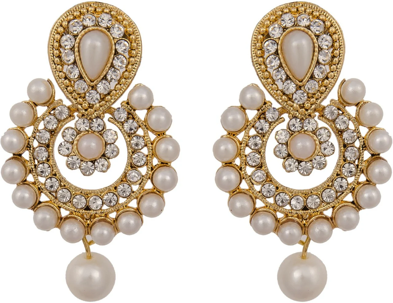 Gold Plated Fancy White Pearl Jewellery Set  for Girls & Women