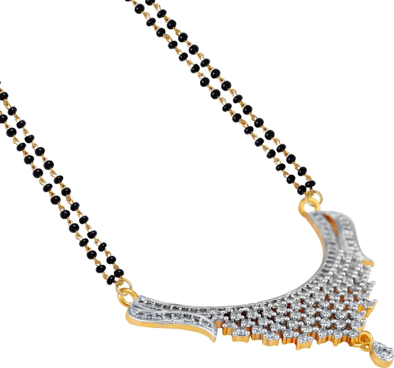 American Diamond Zarkain Work Black Pearl Mangalsutra For Women and Girls