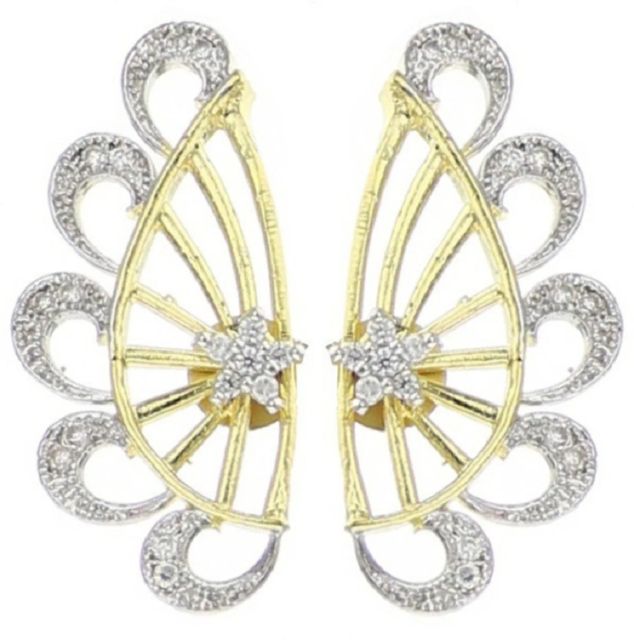 Attractive Golden Plated American Diamond Studd Earring Set for Women and Girls