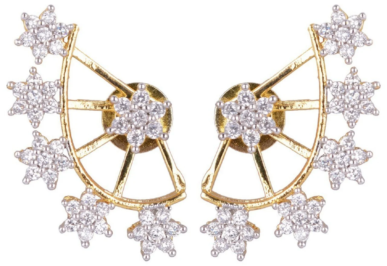 Exclusive Golden Plated Star Shape American Diamond Studd Earring Set for Women and Girls