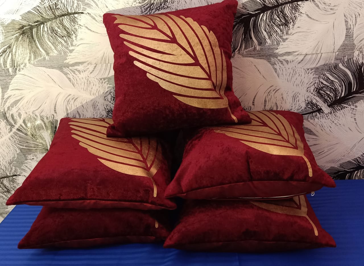 JDX Decorative Set of 5  Cusion Cover (Red, 16 x 16)