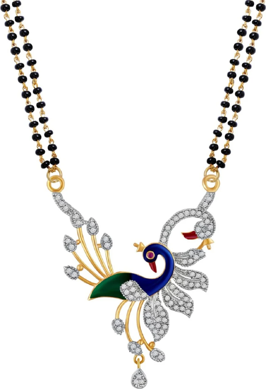 Fashionable Blue Meena American Diamond Antique Mangalsutra for Women