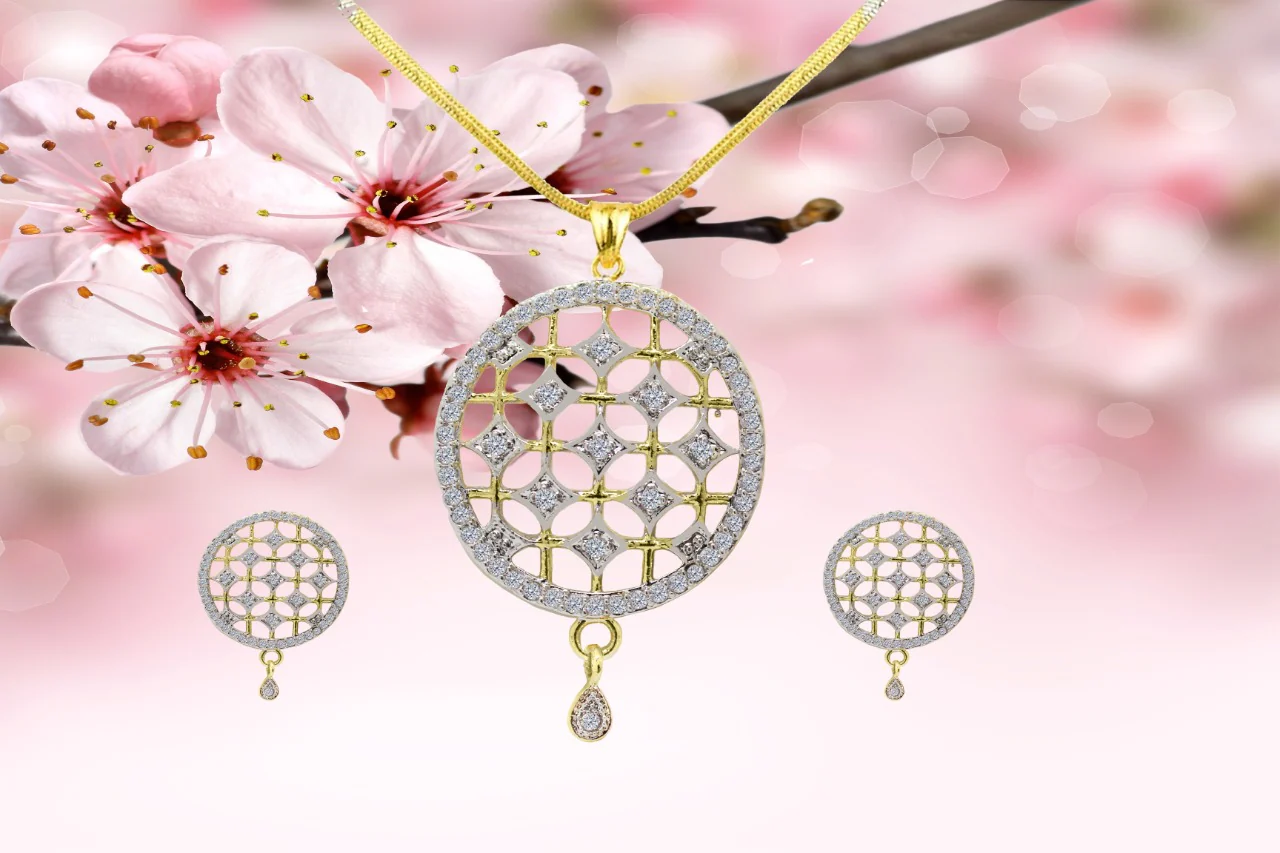 Trendy Pendant Chain Necklace Set For Women and Girls, with earring