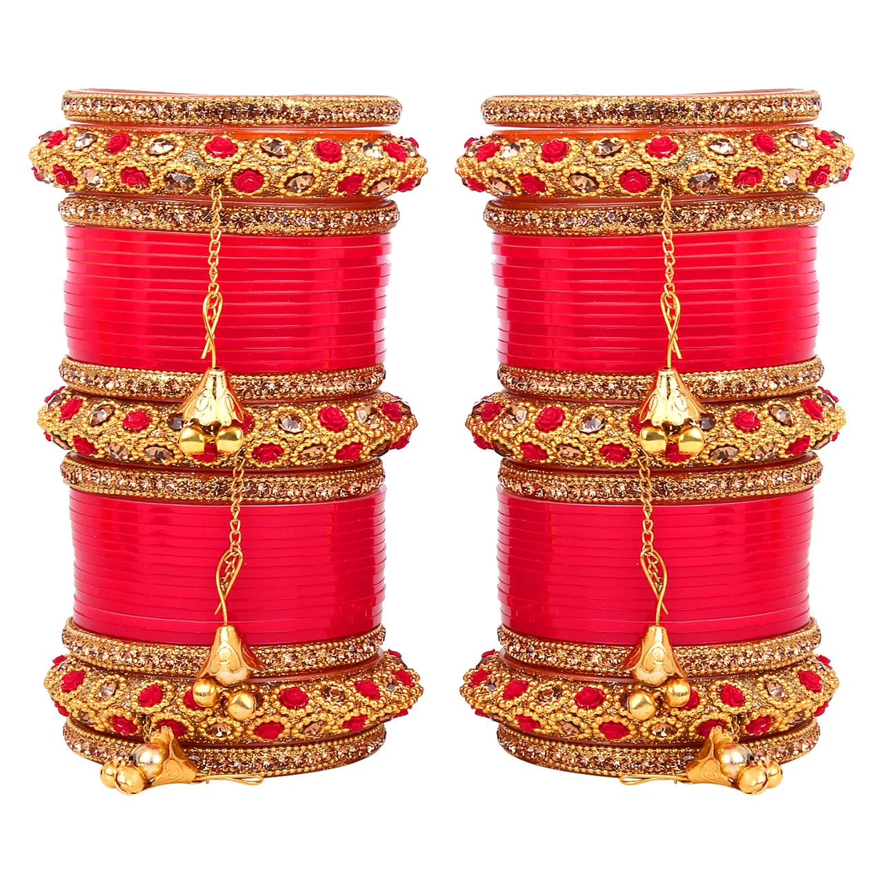 Exclusive Collection Full Bridal Red and Gold Thread Chura Set for Girls