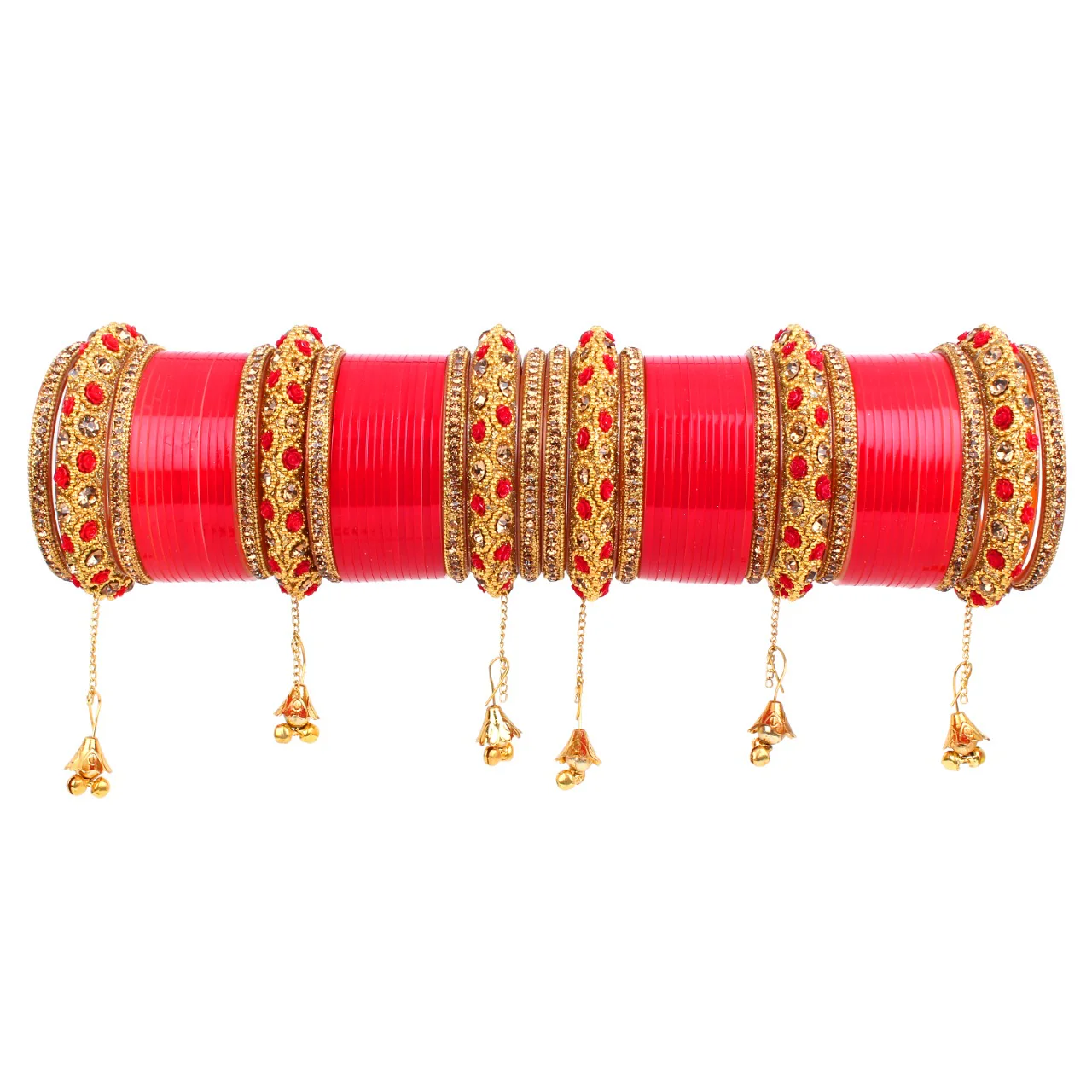 Exclusive Collection Full Bridal Red and Gold Thread Chura Set for Girls