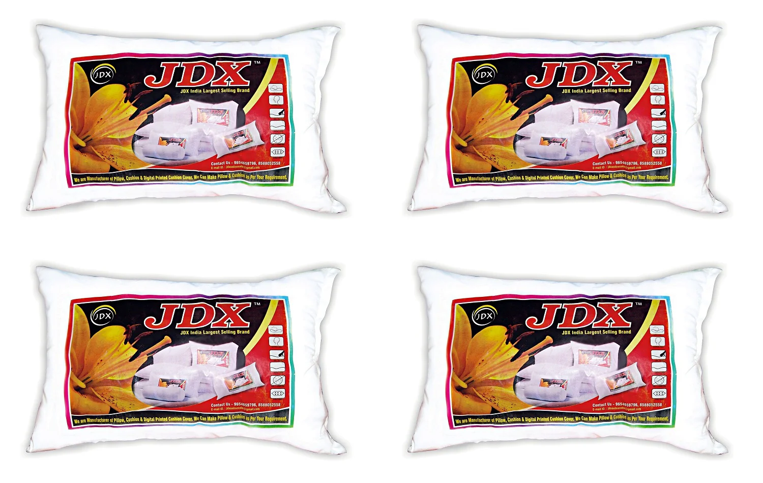 JDX Hotel Quality Pillow for Bed, Soft Pillows for Sleeping, White, Pack of 4 Pillows