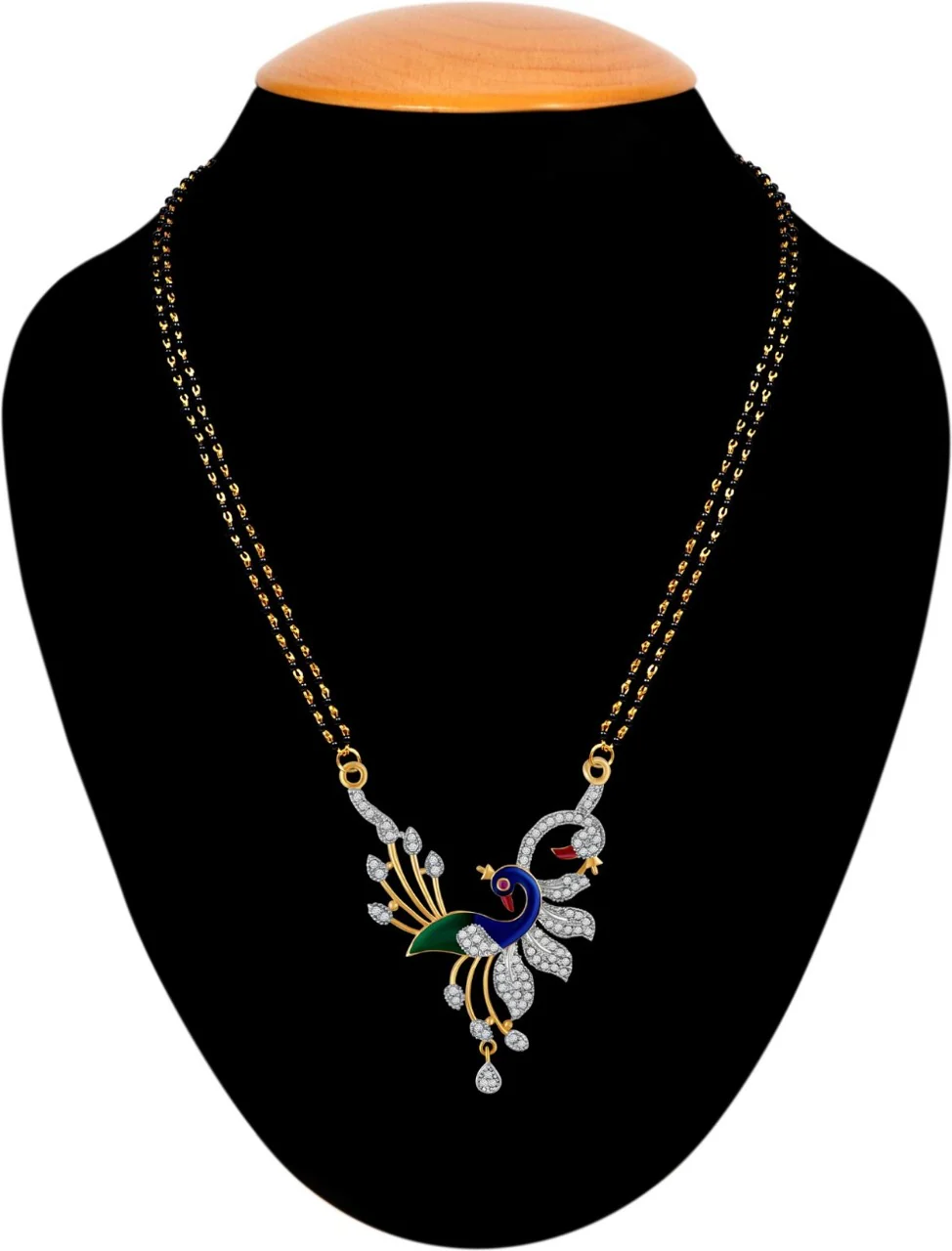 Fashionable Blue Meena American Diamond Antique Mangalsutra for Women