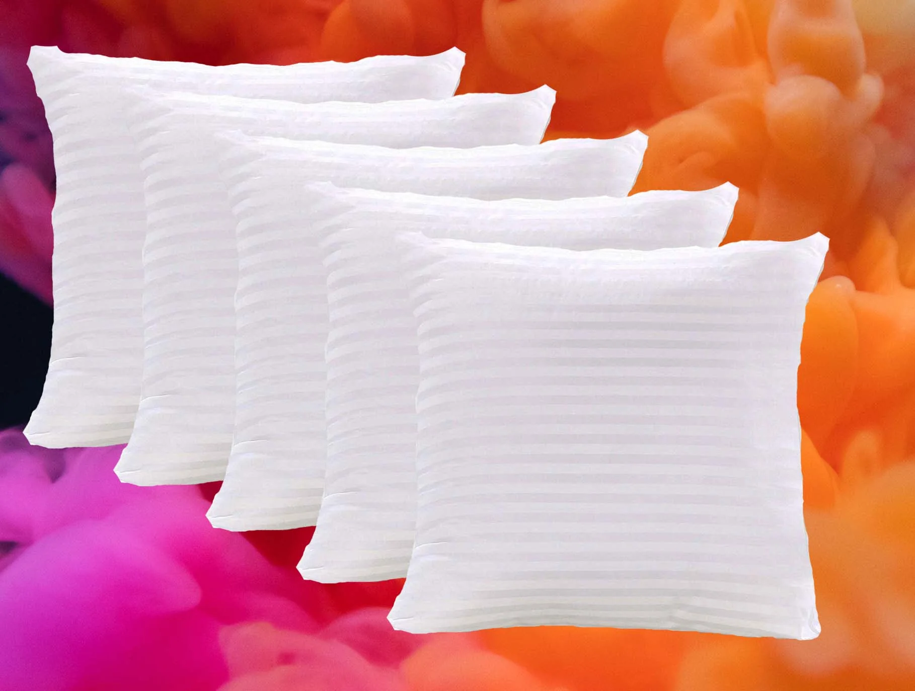 JDX Superb Soft Quantity Microfiber Satin Striped Cushion Filler, Set of 5- White