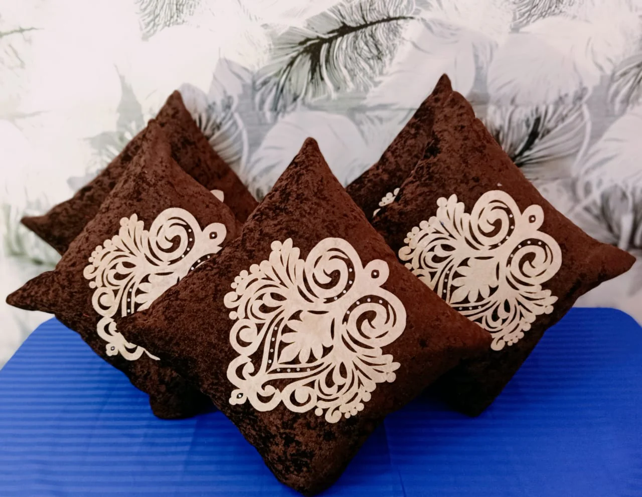 JDX  Set of 5 Decorative Hand Made Velvet Throw/Pillow Cushion Covers - (16 X 16 INCHES)