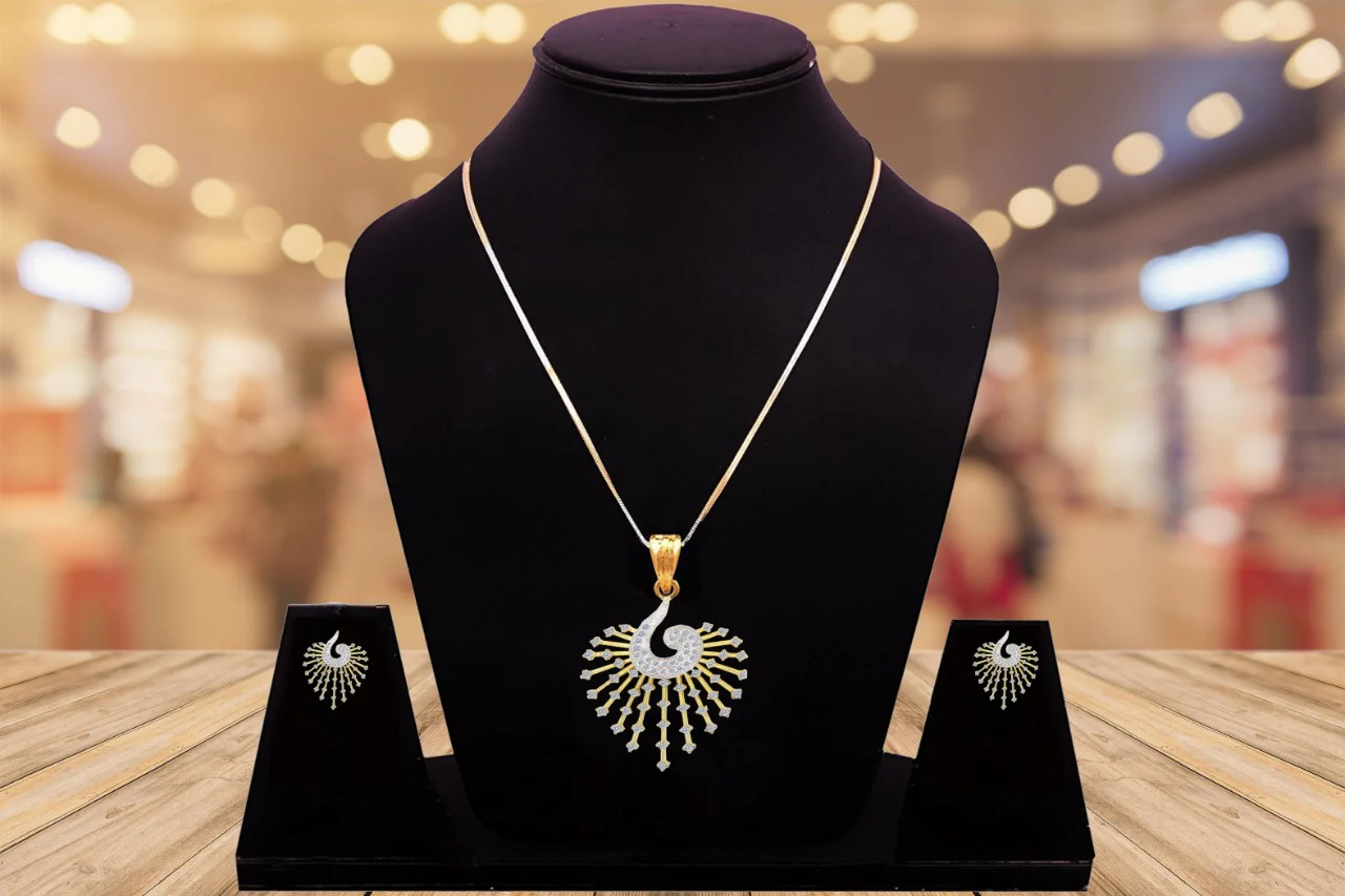Attractive Zarkain Work Golden Plated Nacelace Set  with Earrings For Women And Girls