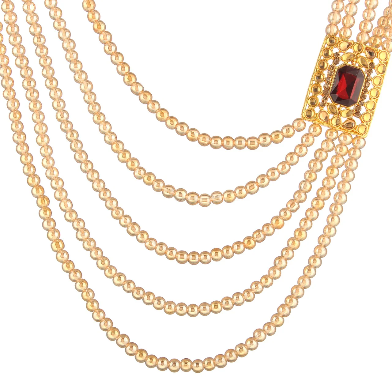 Stylish Golden Pearl Necklace with Side Pendant for Women and Girls