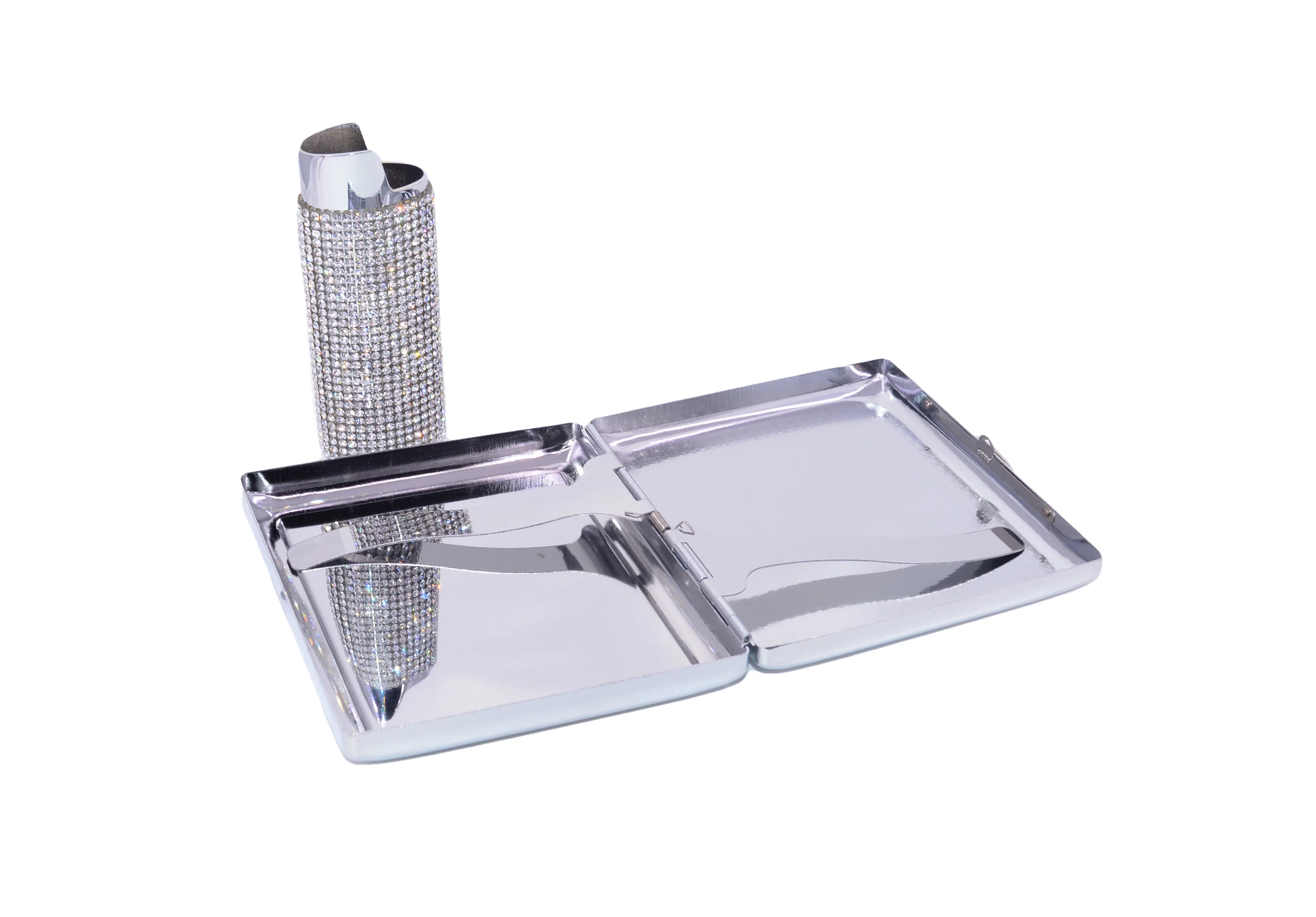 Bling Crystal Rhinestone Cigarette Case / Lighter Sleeve Set for 84mm Shorts