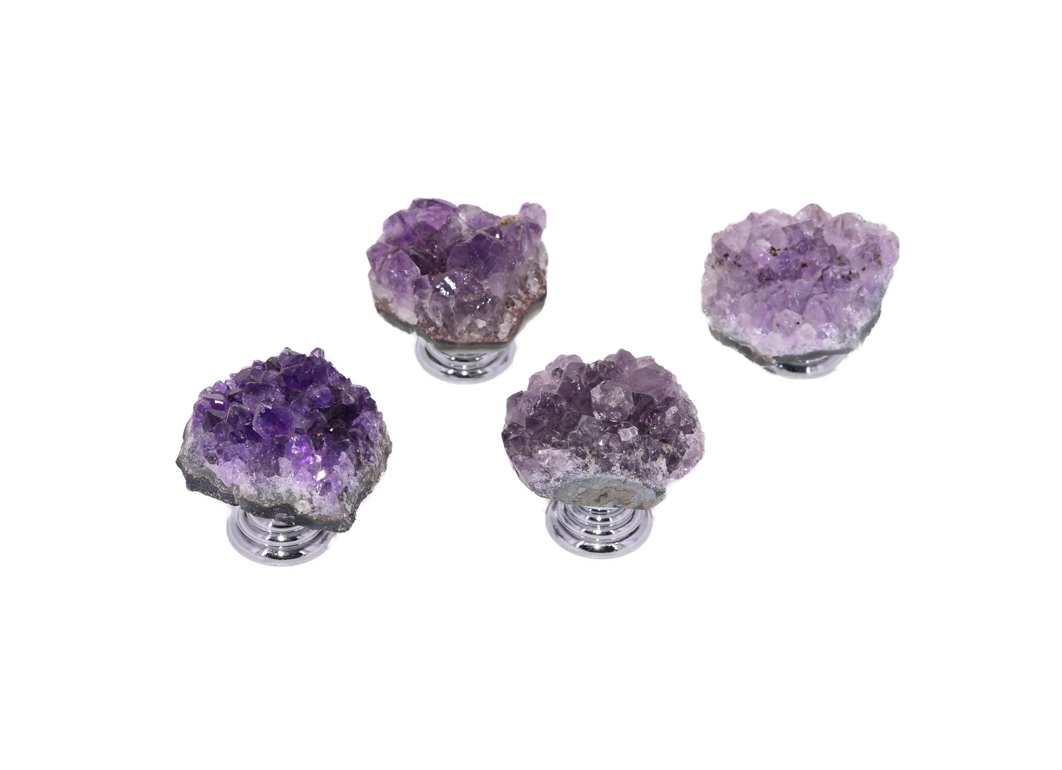 Natural Amethyst Geode Cluster Crystal Cabinet Knob Cabinet Cupboard Handle Pull