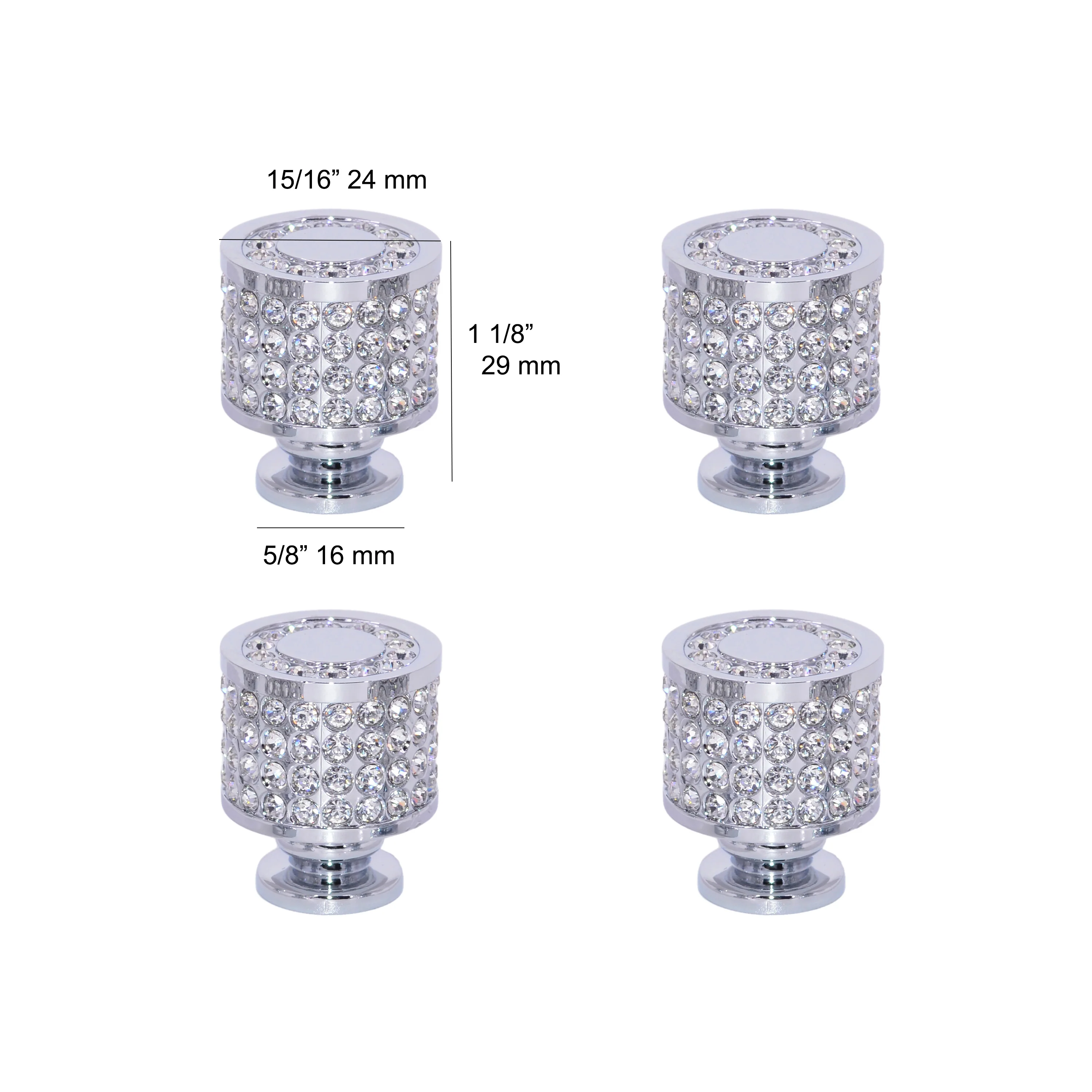 Crystal Rhinestone Bling Cabinet Dresser Drawer Knobs, Sparkle Diamond Knobs for Kitchen, Bathroom, or Bedroom. Luxurious finish and texture. (4 pack)