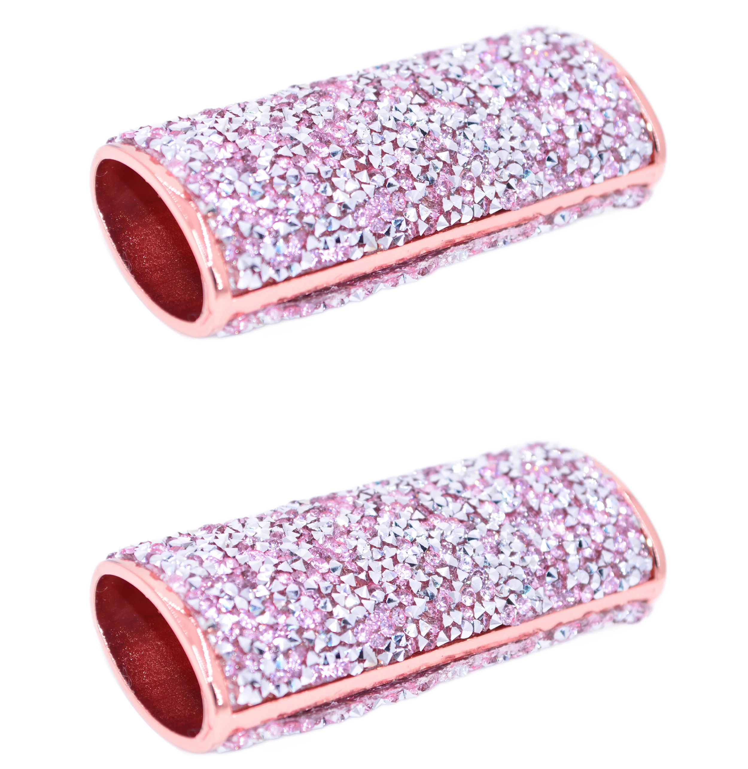 2 (Two) Beautiful Rose-Gold Lighter Cover Sleeves with Pink Stones and Silver Flake Glitz LS9