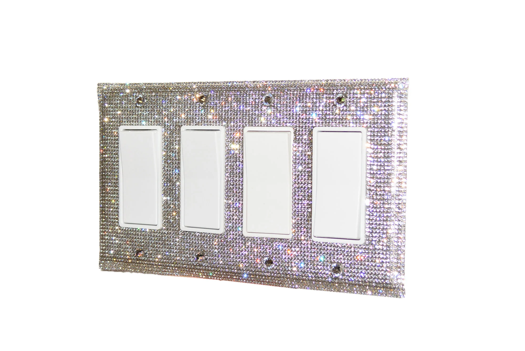 Bling Rhinestone Wall Plate Cover Quad (4 gang)
