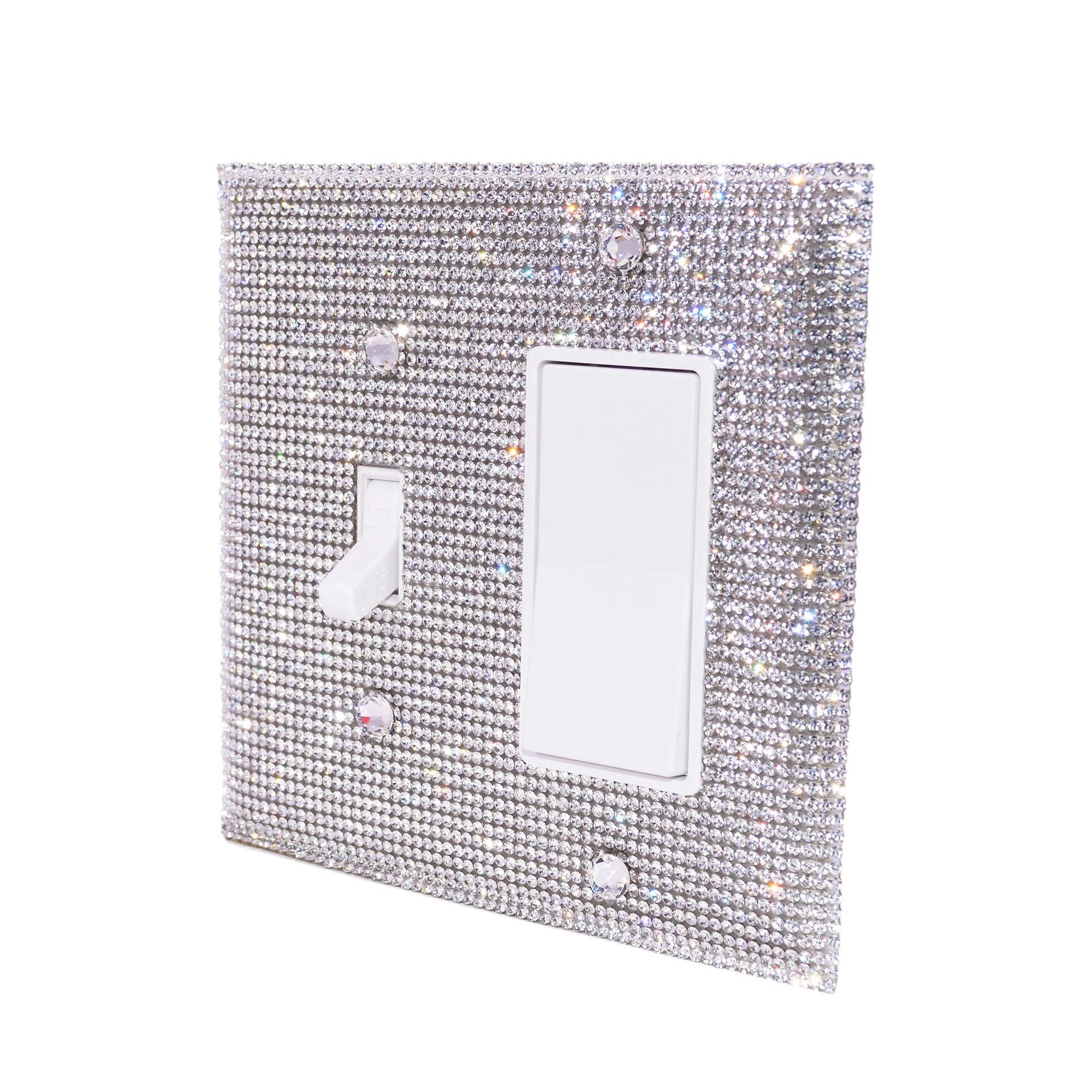 Bling Rhinestone Wall Plate Cover Double (2 gang) (Toggle Rocker)