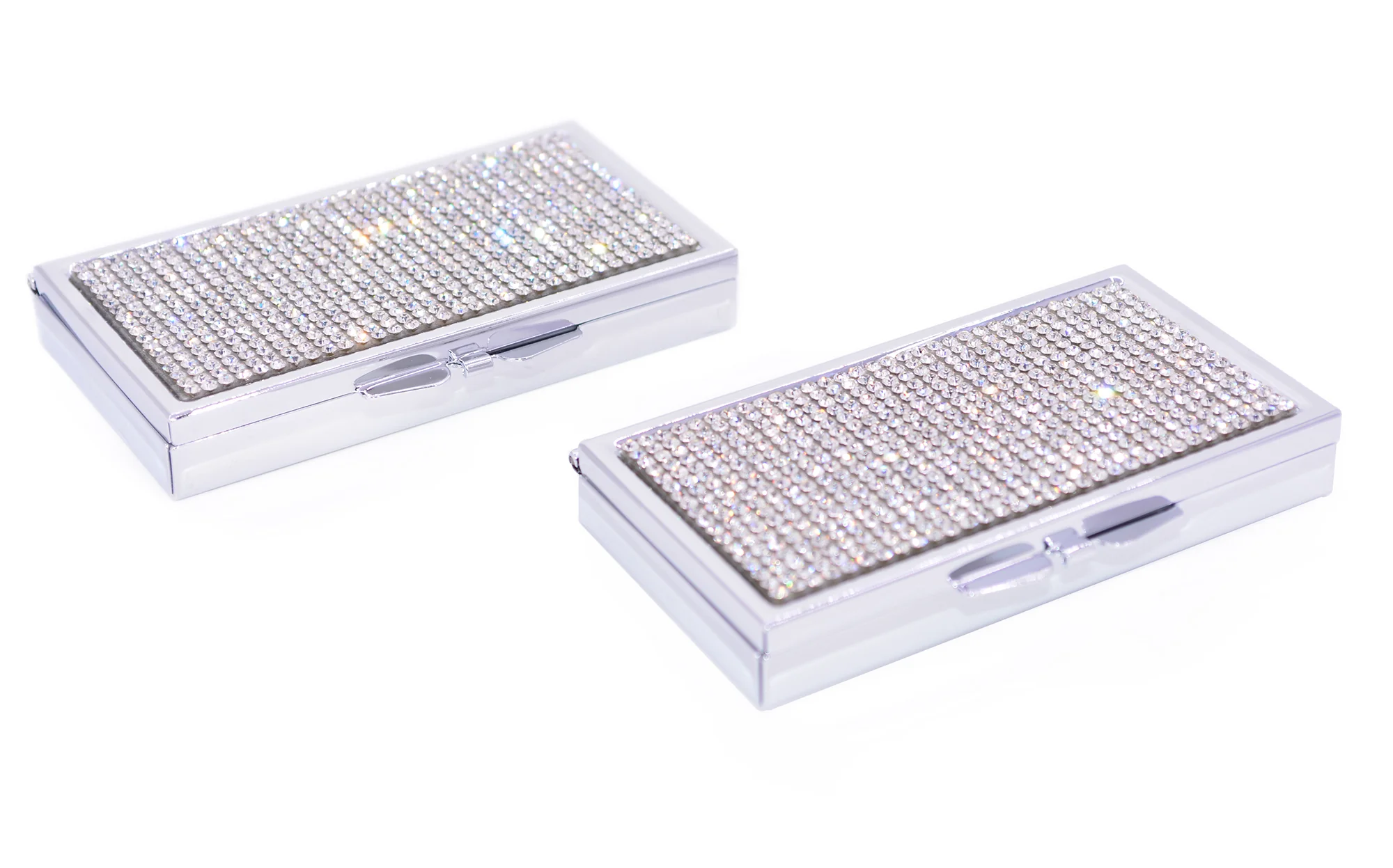 Two (2) Bling 7 Slot Pill Boxes/Bedazzled Pill Container/Glam Pill Case Crystal Rhinestones (Set of 2)