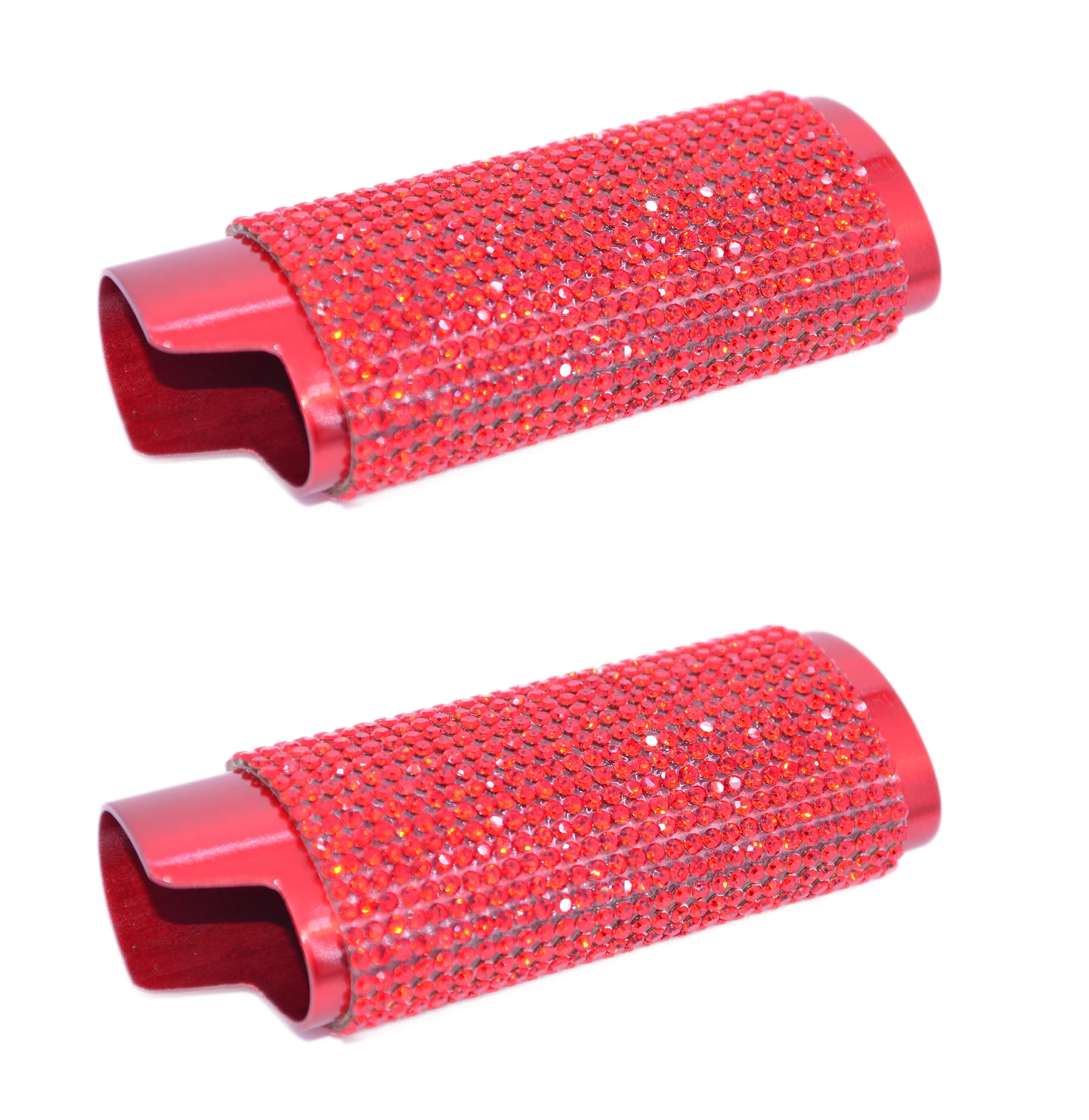 2 (Two) Red Bedazzled Bling Lighter Case Cover Sleeve with Siam Rhinestones LS60