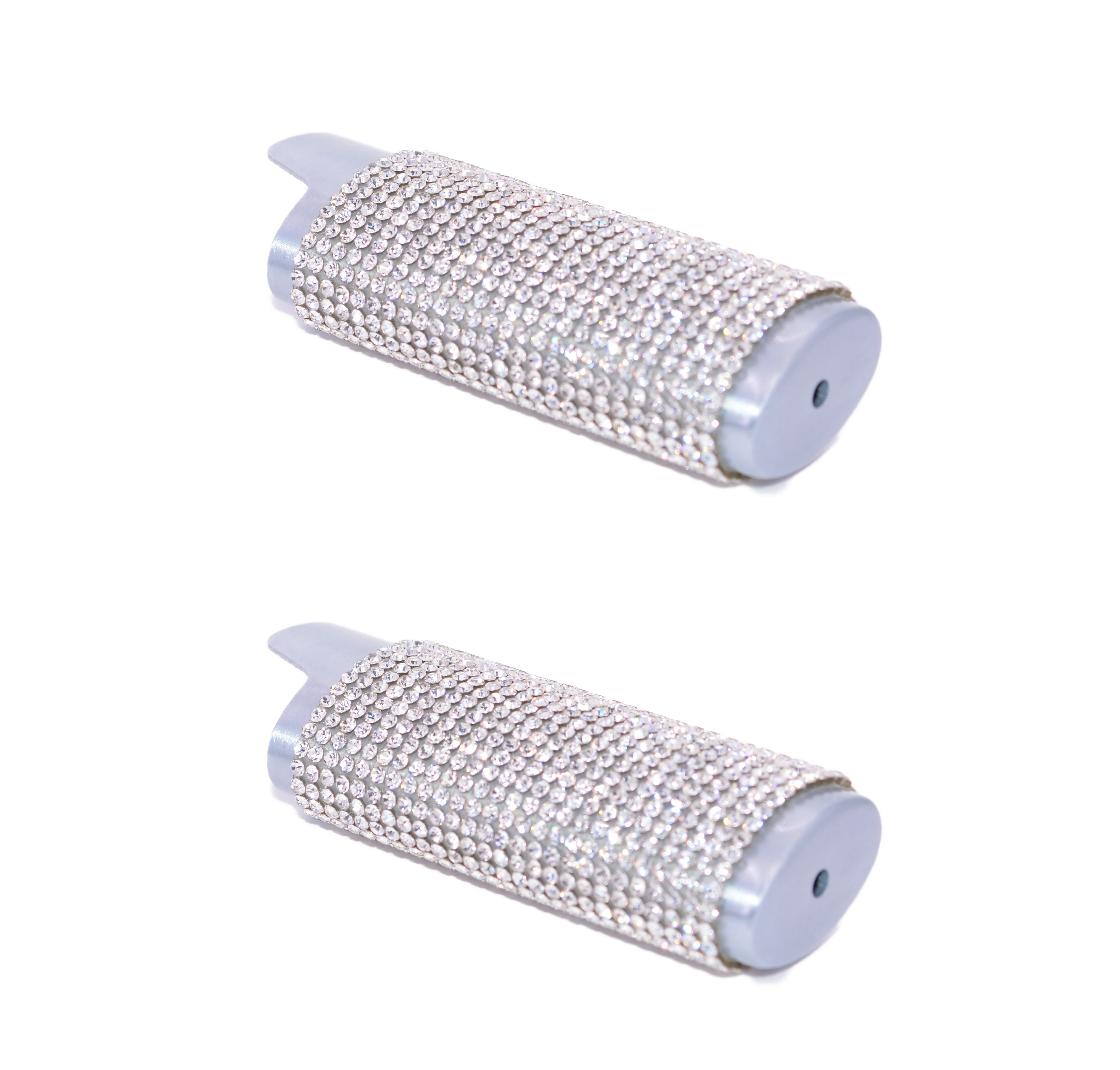 2 (Two) Silver Bedazzled Bling Lighter Case Cover Sleeves with Crystal Rhinestones LS2