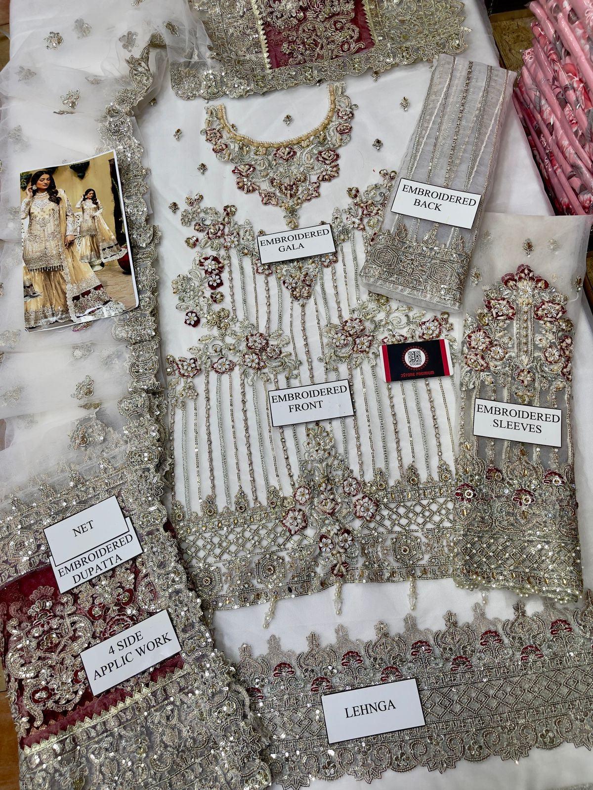 Pakistani Net Embroidered Bridal Lehanga