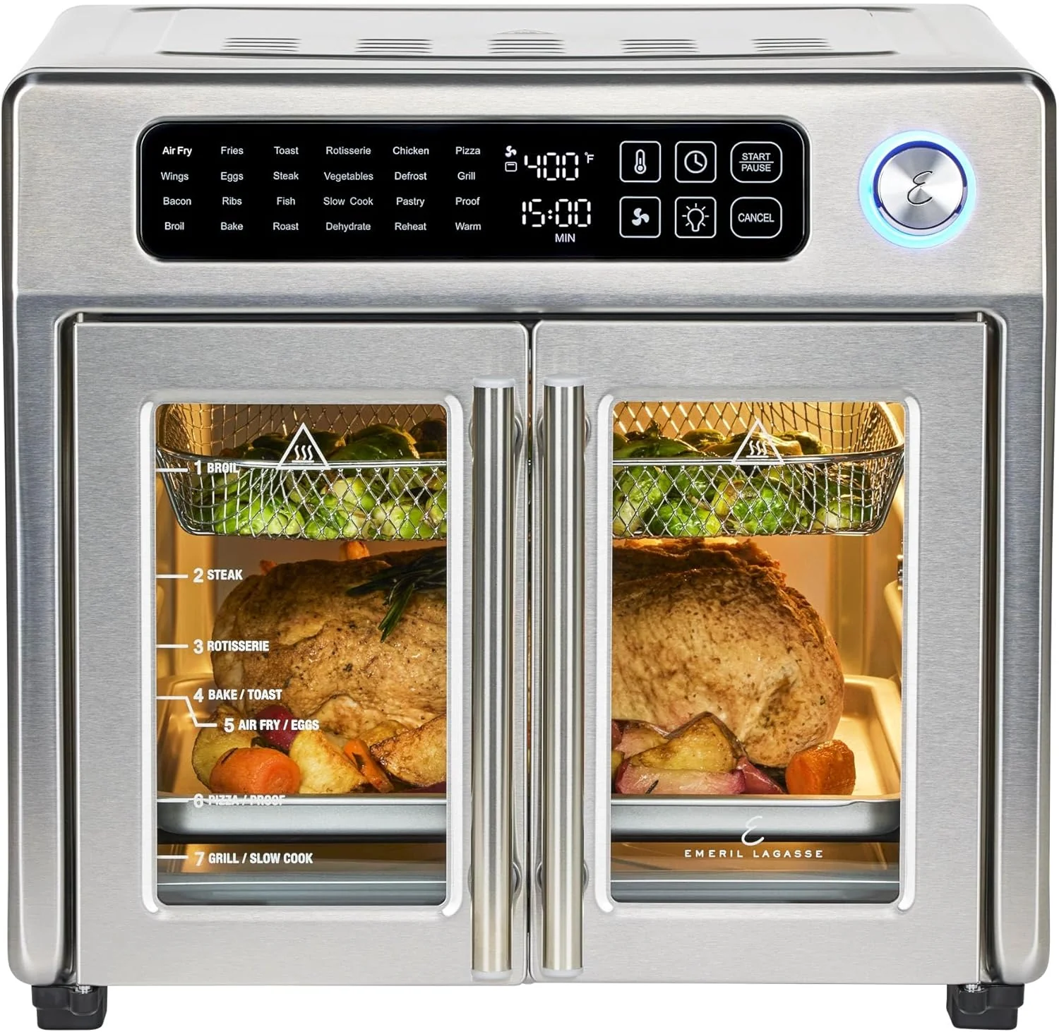 Emeril Lagasse Extra Large French Door Air Fryer Toaster Oven Combo, 24 Cooking Functions