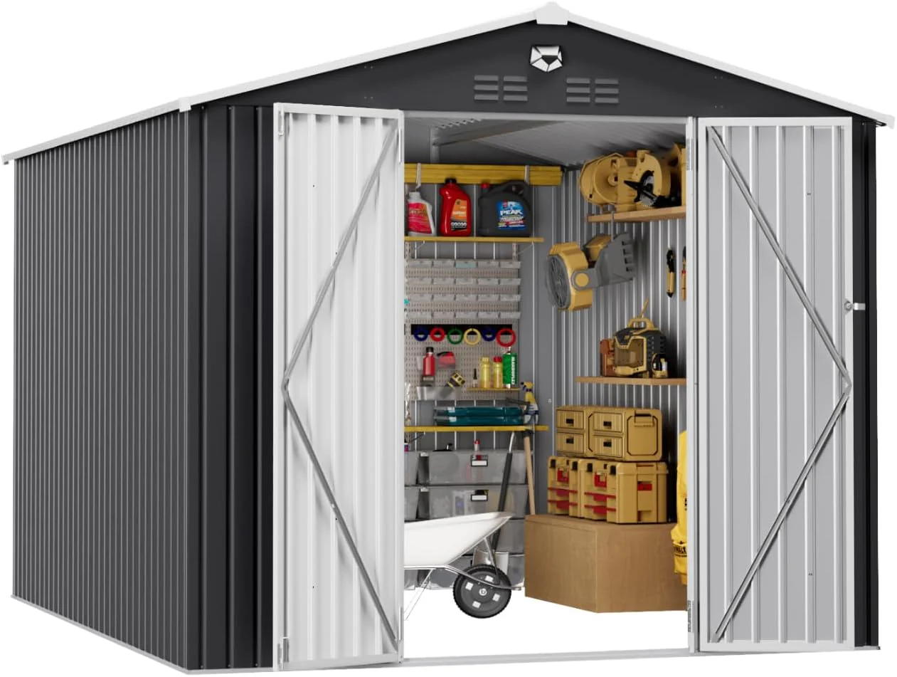 10x12ft Outdoor Storage Shed, Metal Garden Shed Tool Storage Shed