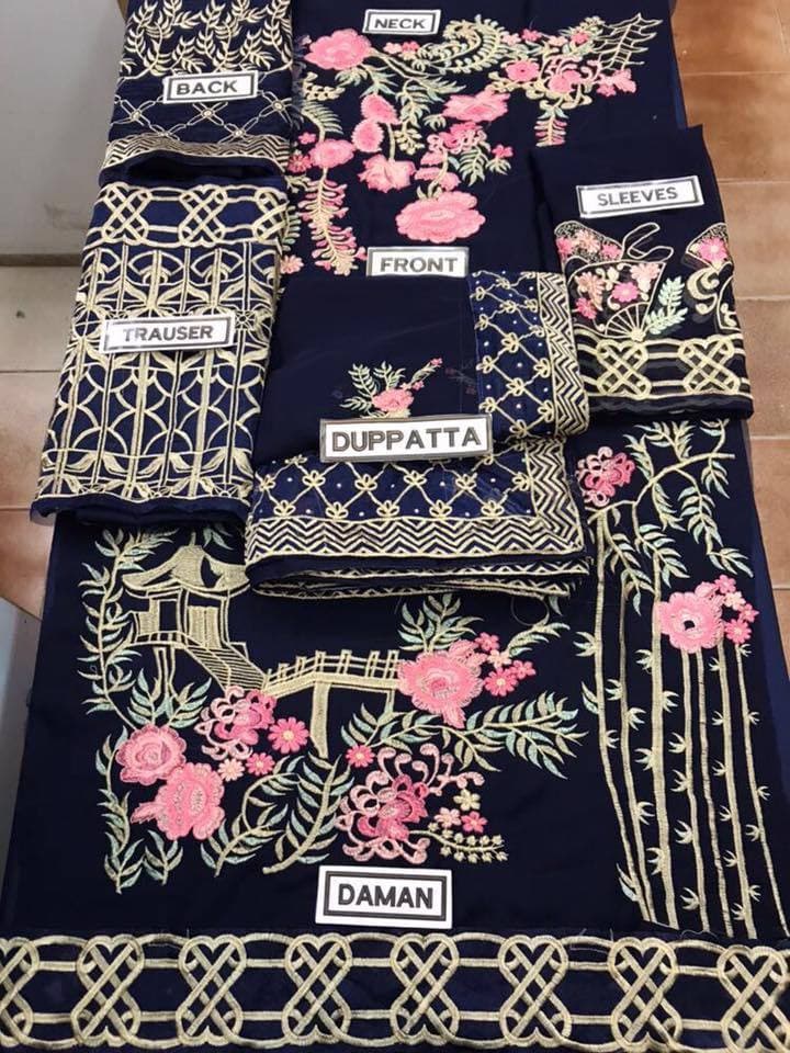 Serene Navy Chiffon Suit