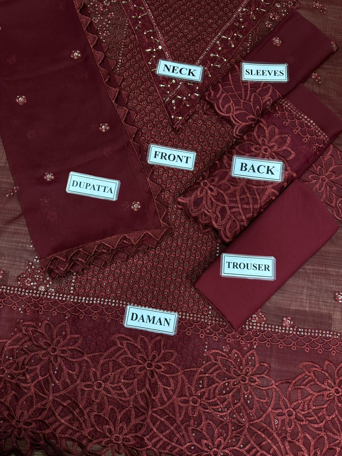 Crimson Chiffon Suit