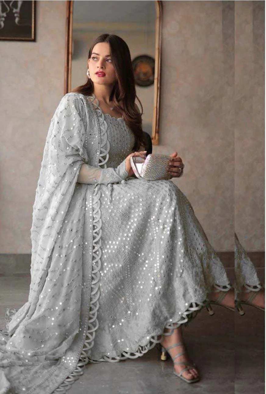 Embroidered Chiffon Suit