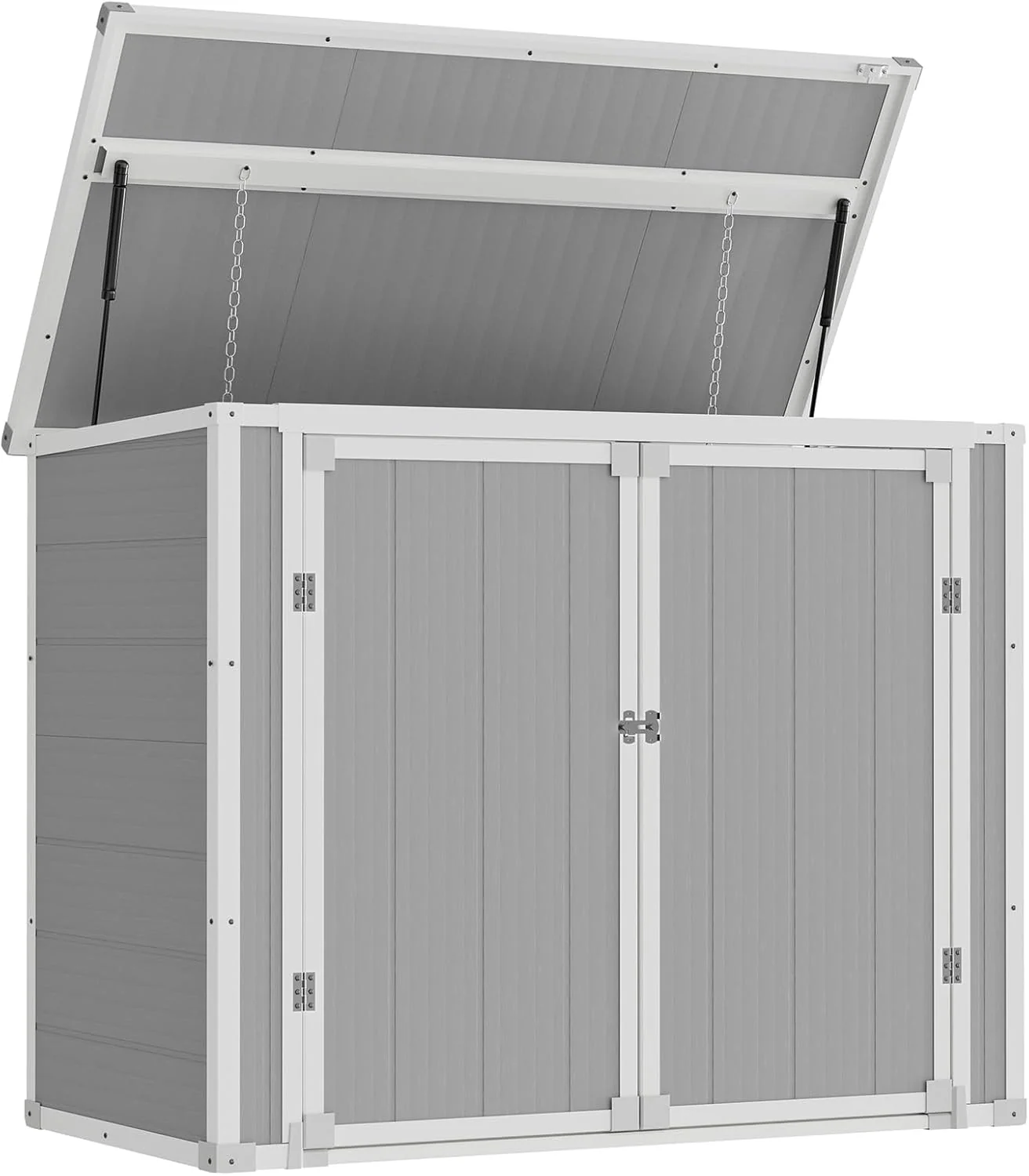 Amopatio 41 Cu Ft Horizontal Outdoor Storage Shed, Resin Trash Can Storage,Resin Shed for Garden Tools, Lawn Mowers, Garbage Cans, Patio Use