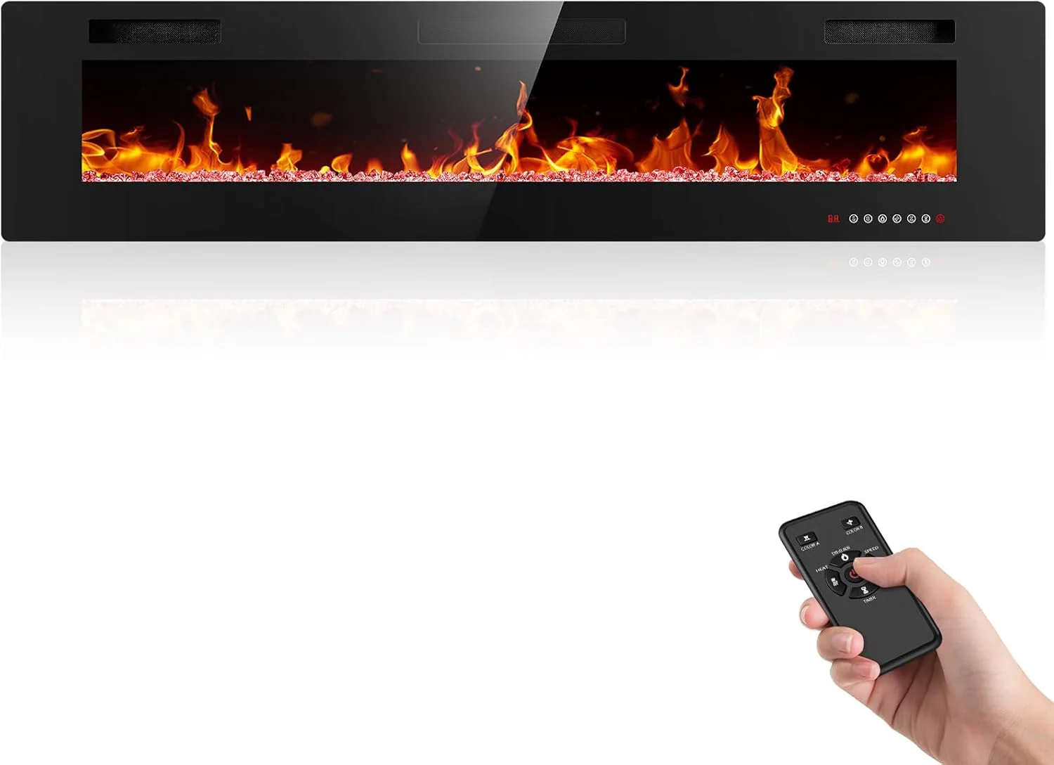 36 Inch Electric Fireplace Insert Ultra-Thin - Recessed & Wall-Mounted Fireplace Heater