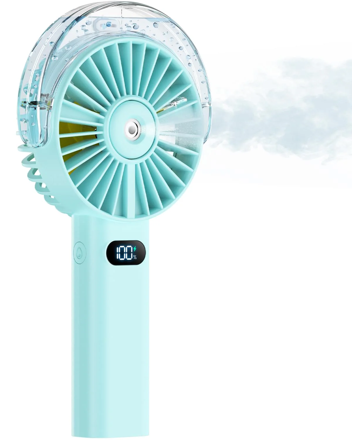 Handheld Misting Fan w/4000mAh, 4 Speeds & LED Display - Beach Travel Essential