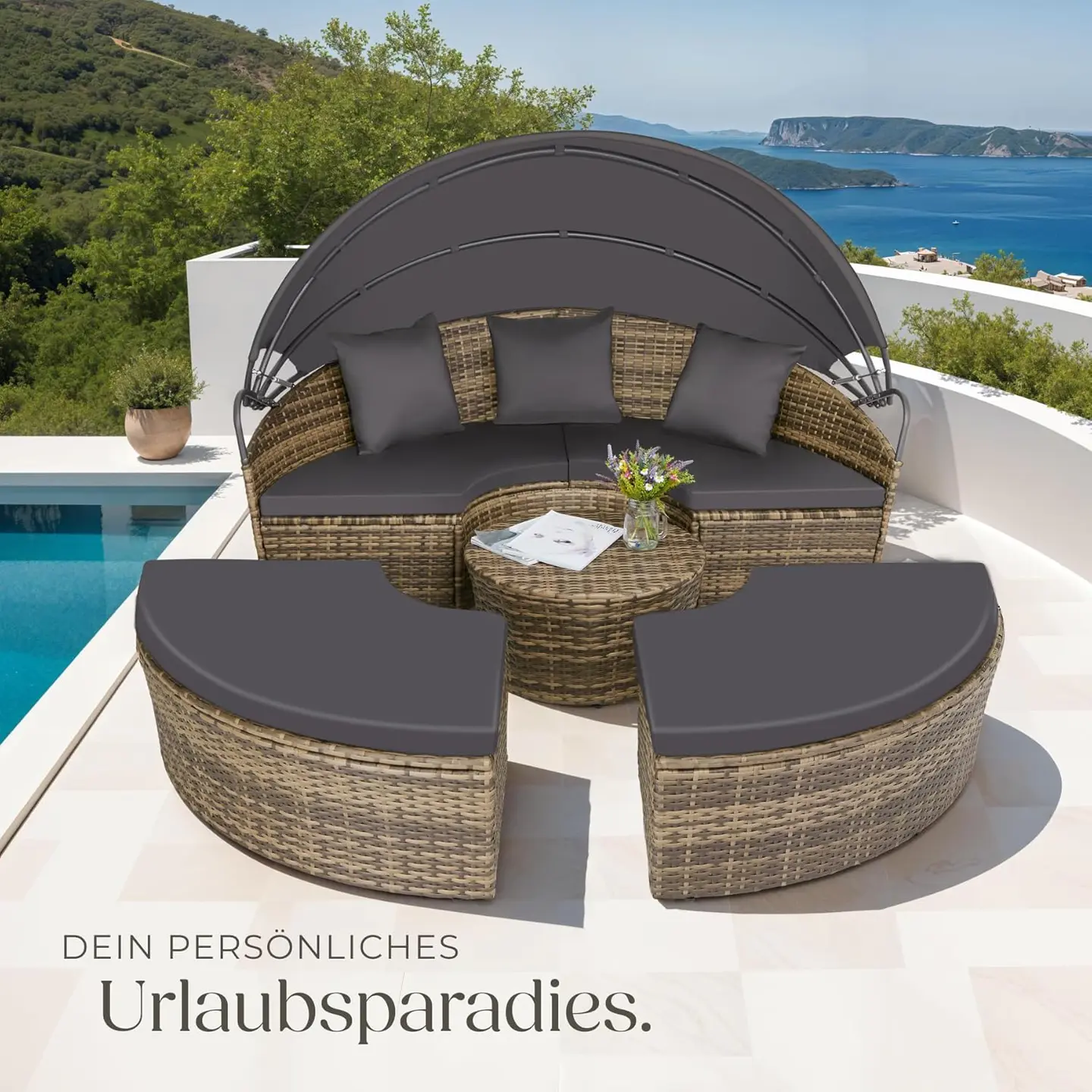 Lounge shell sun island outdoor weatherproof