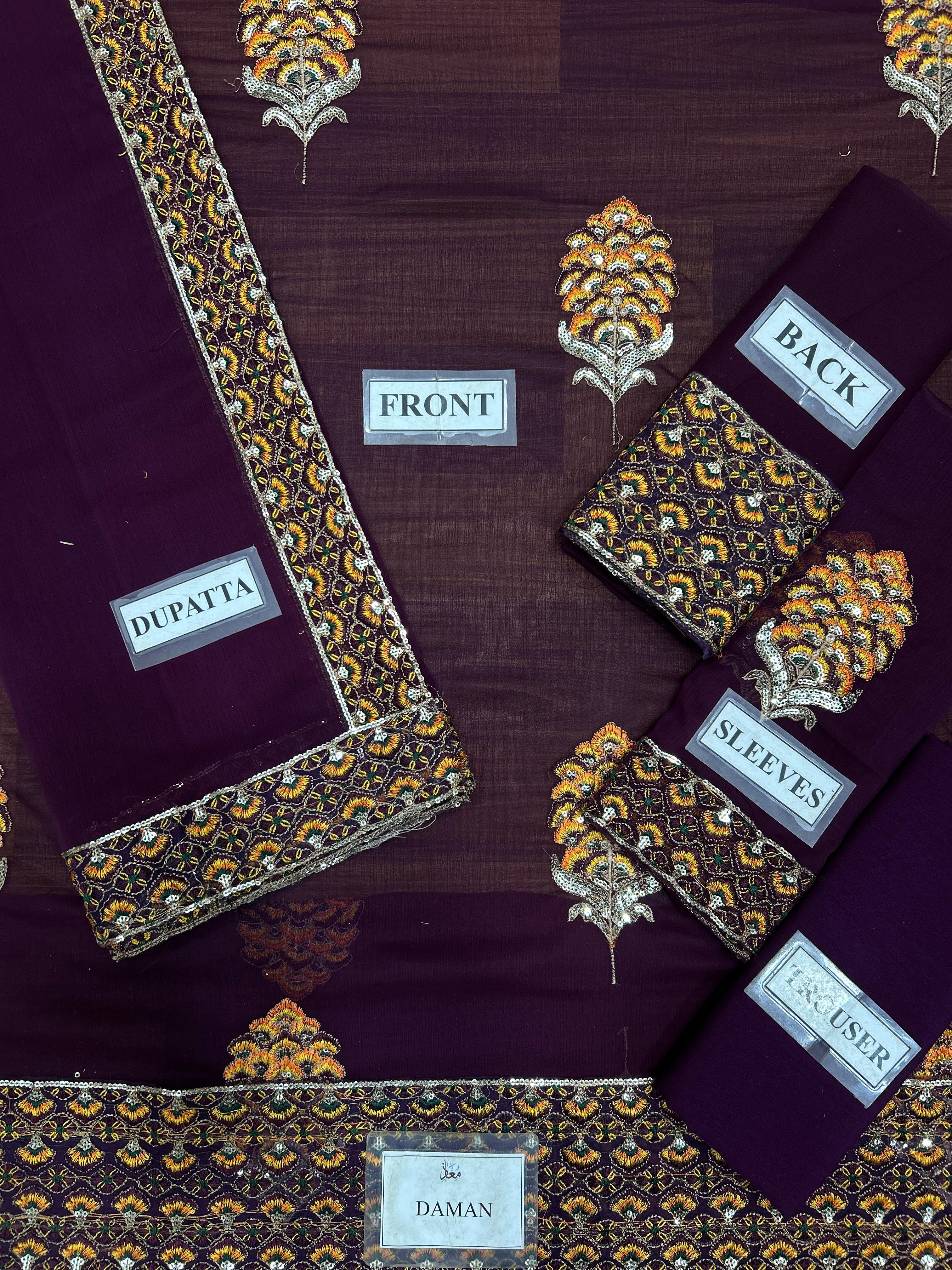 Embroidered Chiffon Suit