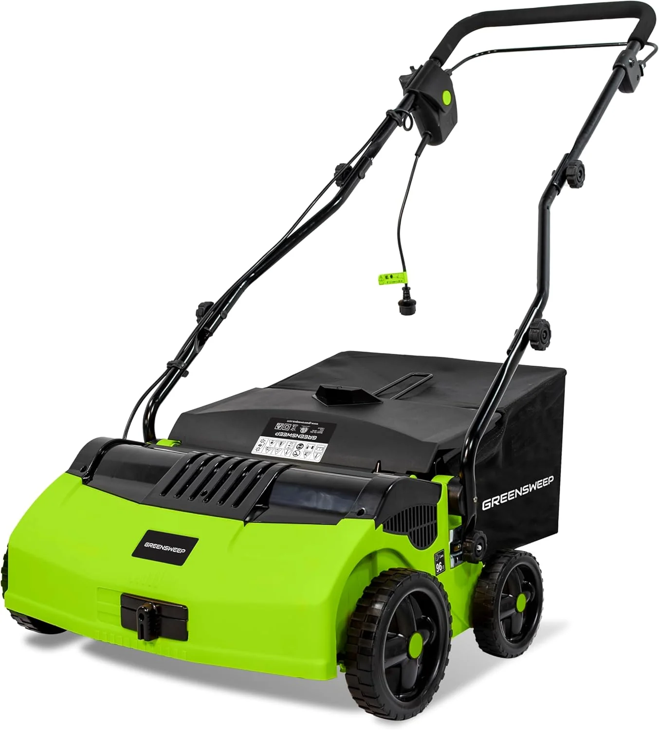 GreenSweep V2 | Artificial Grass Electric Sweeper Rake Vacuum 45L Collection Bag, 5 Adjustable Heights, Foldable Handle