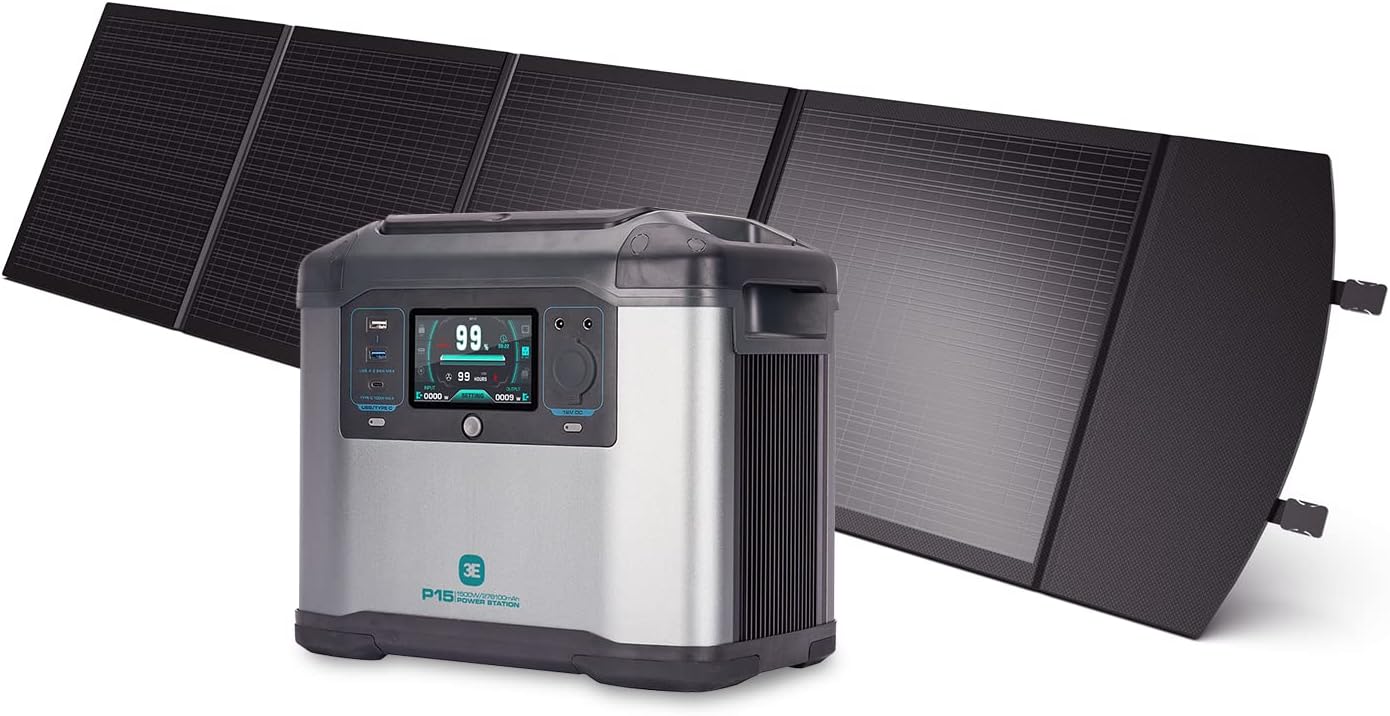 1008Wh Solar Generator with Foldable Panel, Portable Power Station 3x1500W AC Output & USB-C, for Camping RV Emergency