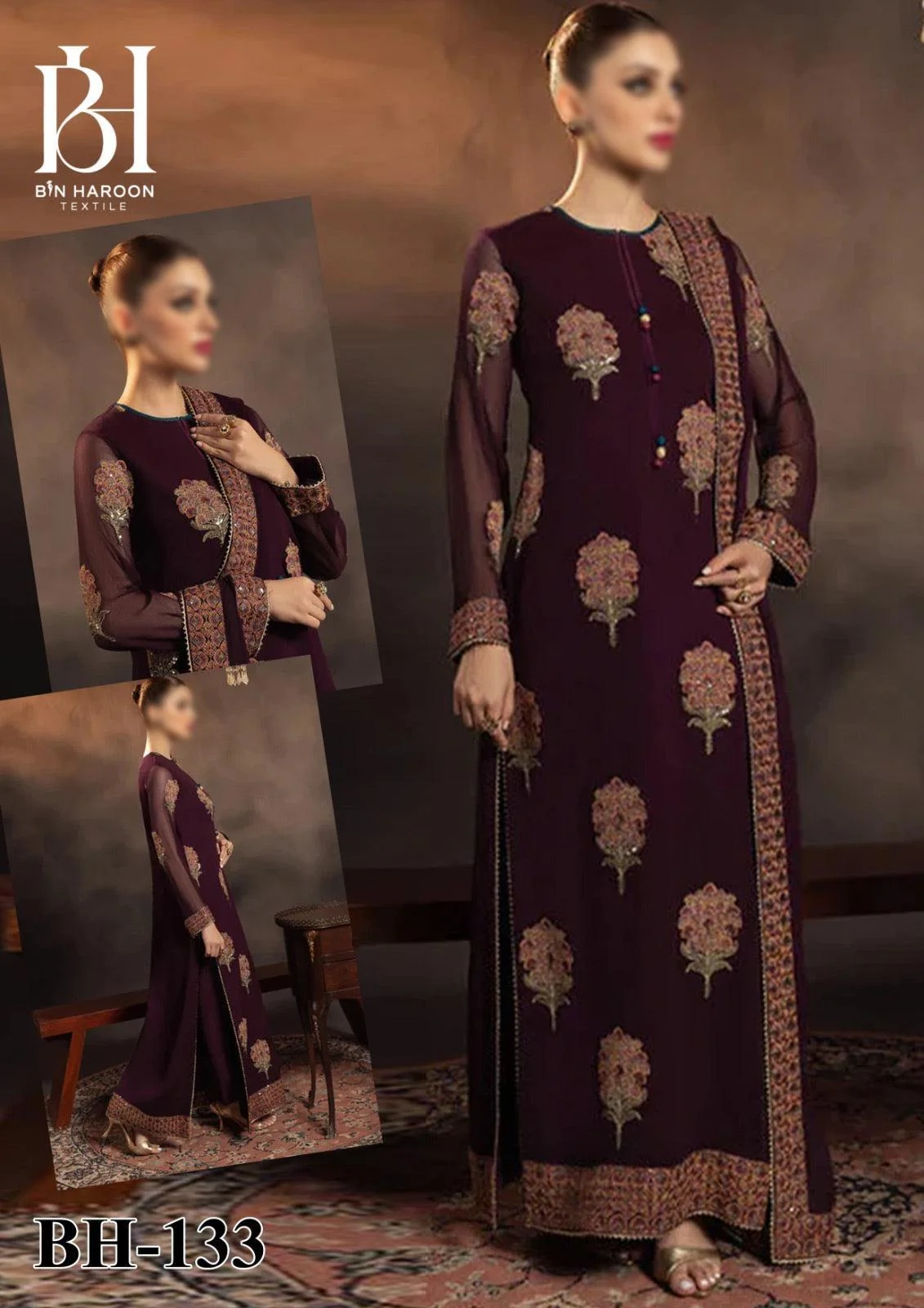 Embroidered Chiffon Suit