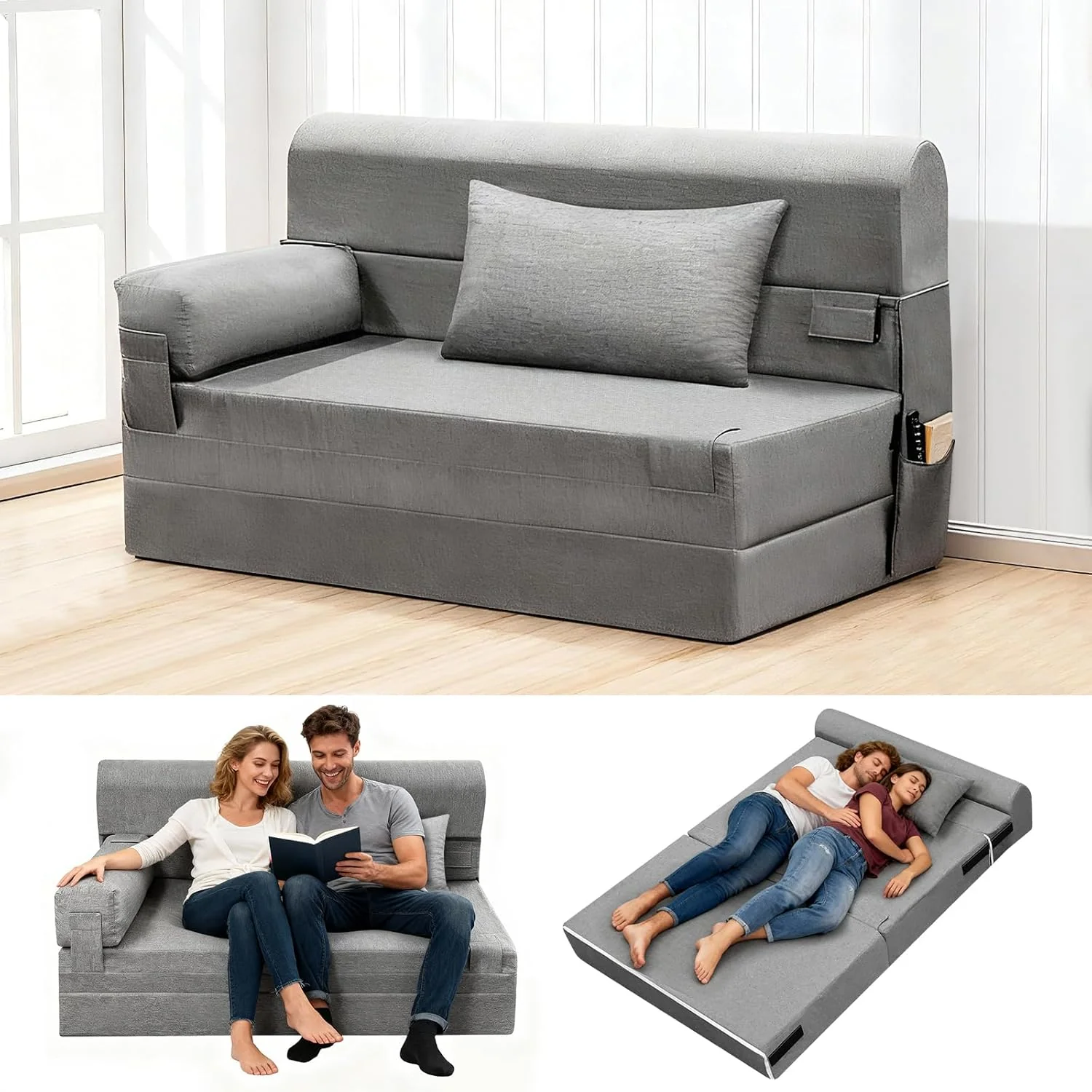 Folding Sofa Bed-Convertible Sleeper Chair Comfy Floor & Futon Sofa Bed