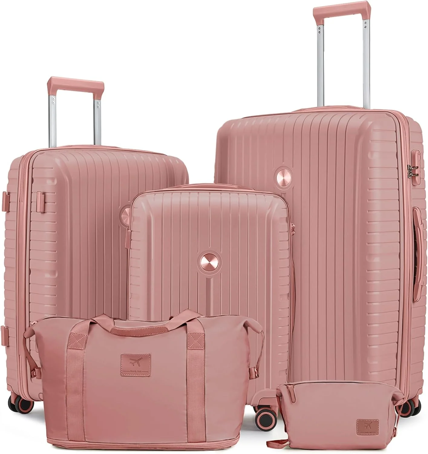5-piece PP hardshell lightweight travel carry-on luggage set with dual spinner wheels and TSA lock
