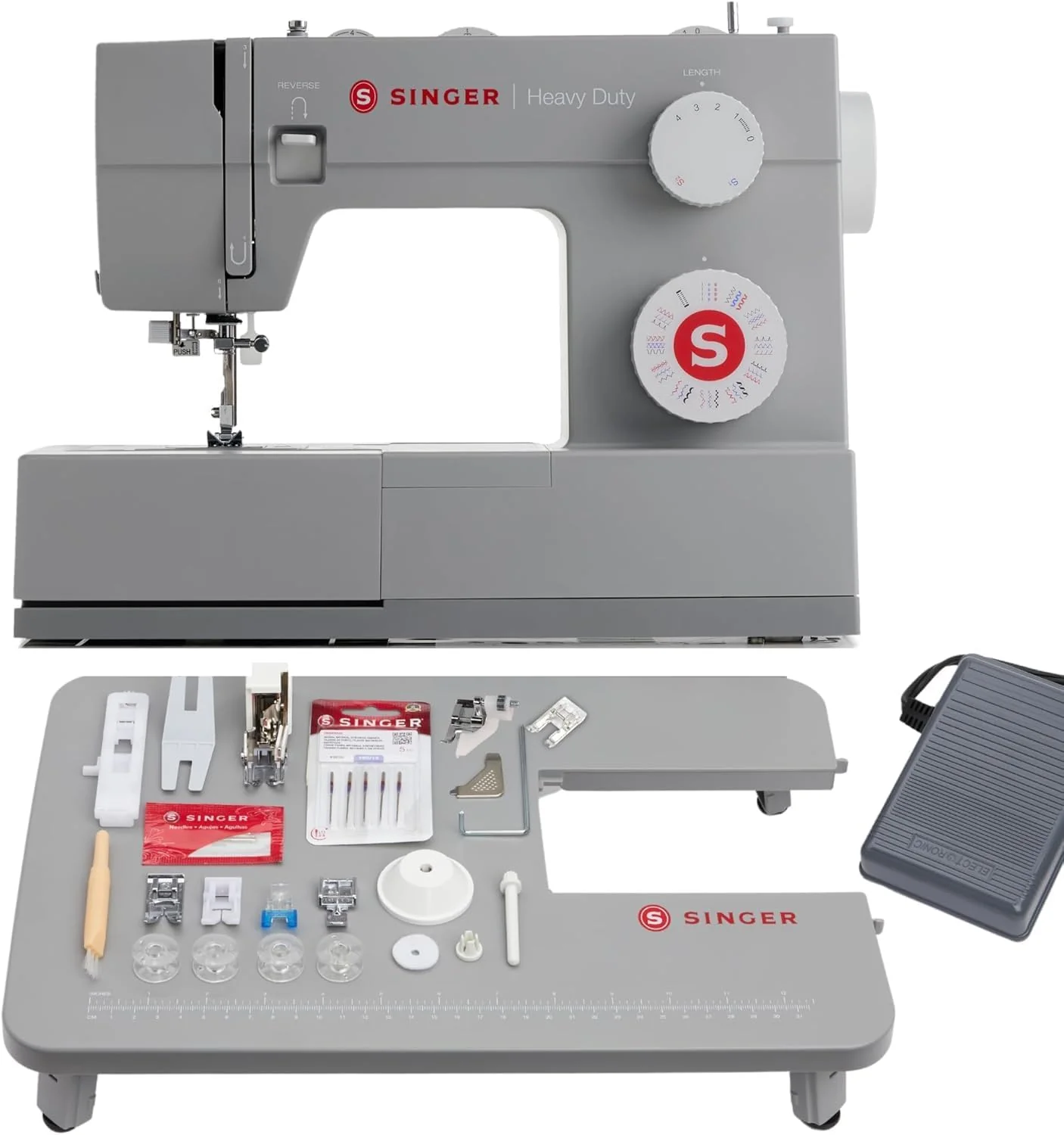 SINGER Heavy Duty Holiday Set - 4452 Heavy Duty Sewing Machine with Extension Table and 2 Presser Feet
