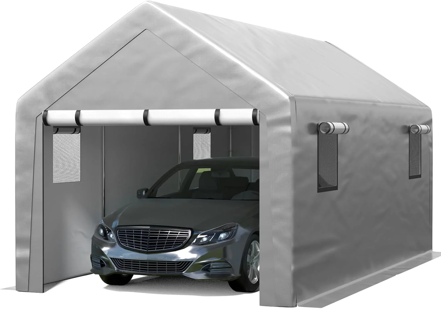 6x8 ft Heavy Duty Carport Tent Portable Garage with Removable Side Walls and Door Four Seasons Tarpaulin