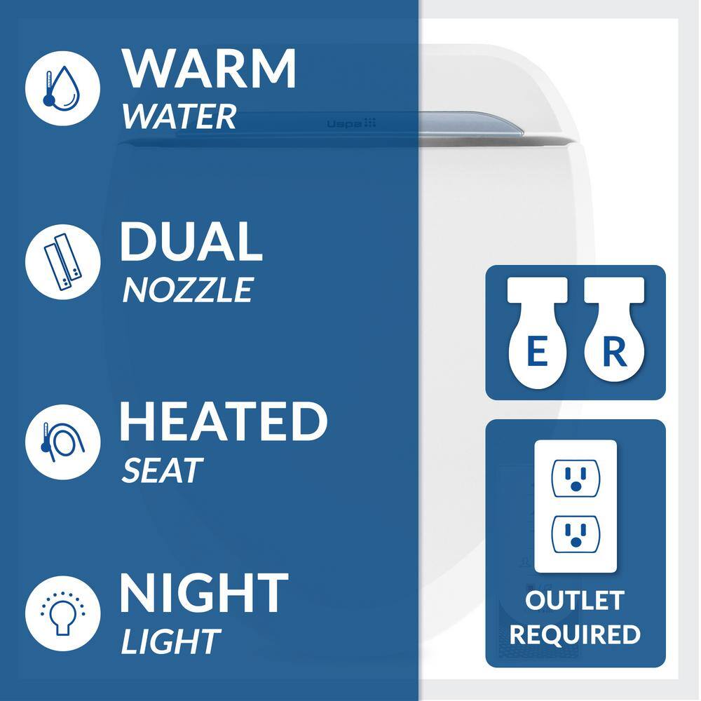 6800 Luxury Electric Bidet Seat for Elongated Toilets in White USPA6800-E