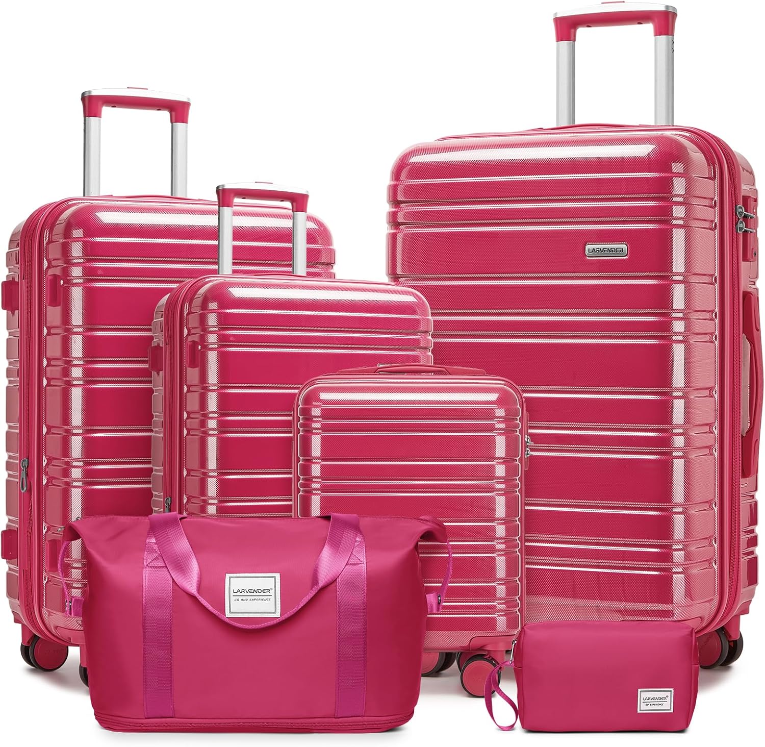 6-piece luggage set, expandable hardshell suitcase set with spinner wheels, lightweight rolling luggage set