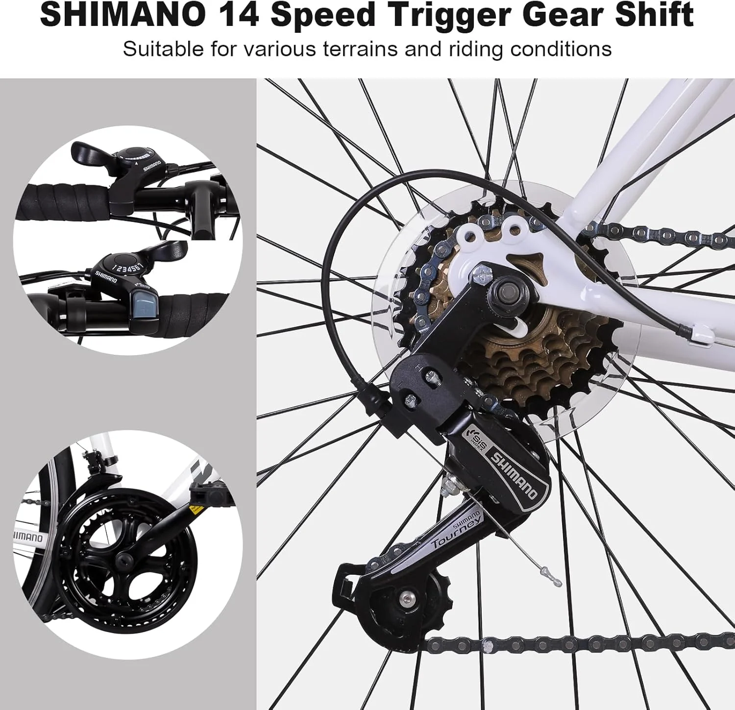 WEIZE Road Bike, 700C Wheel City Commuter Bicycle, Shimano 14 Speed Drop Bar, Racing Adult Bike with Caliper Brakes, High-Carbon Steel Hybrid Bikes