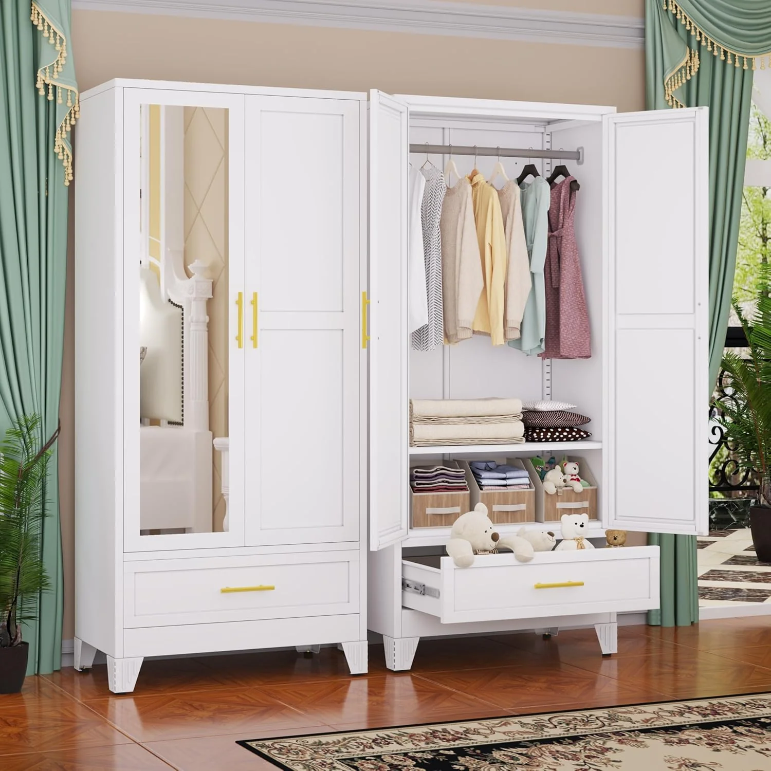Steel Armoire Wardrobe Closet, 71